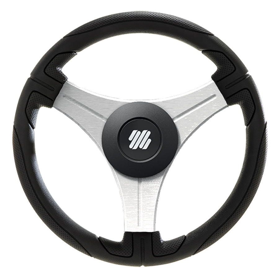 Uflex Ustica 13" Steering Wheel - Black - Polyurethane w/Silver Spokes  X62 Hub [USTICA-B/S]