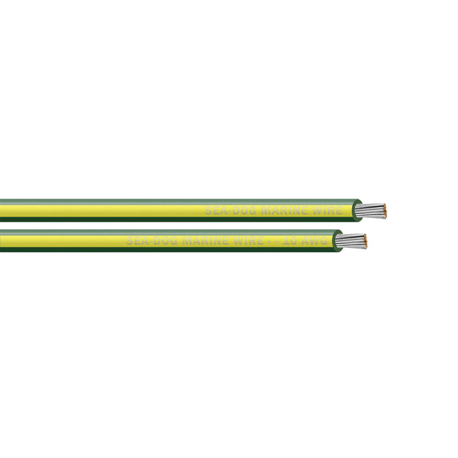 Sea-Dog 10 AWG Green/Yellow Stripe Primary Wire - 25' [8010140]