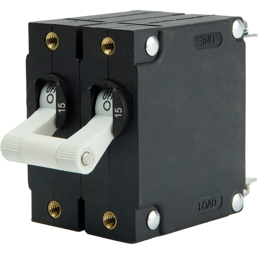 Egis A Series White Toggle Panel Mount Circuit Breaker - Dual Pole 15A [3202-15]