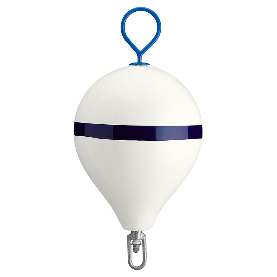 Polyform 17" CM Mooring Buoy w/Galvanized Iron - White Blue Stripe [CM-3 WHITE W/STRIP]