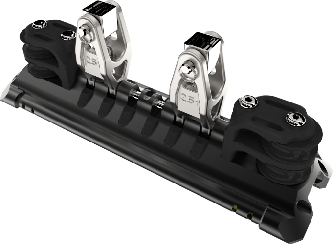 Lewmar TB Car Long 2 x Sz3 w/ Upstand & 2 Double CL Sheaves