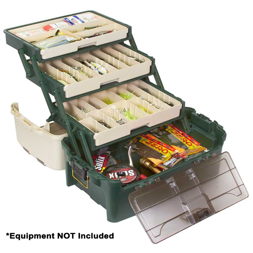 3 tray fishing tackle box Plano 3-Tray with Dual Top Access, Dark Green Metallic/Off White, Premium Tackle Storage : General Sporting Equipment : Sports & Outdoors Users commend its spacious design 3 Tray Tackle Box With