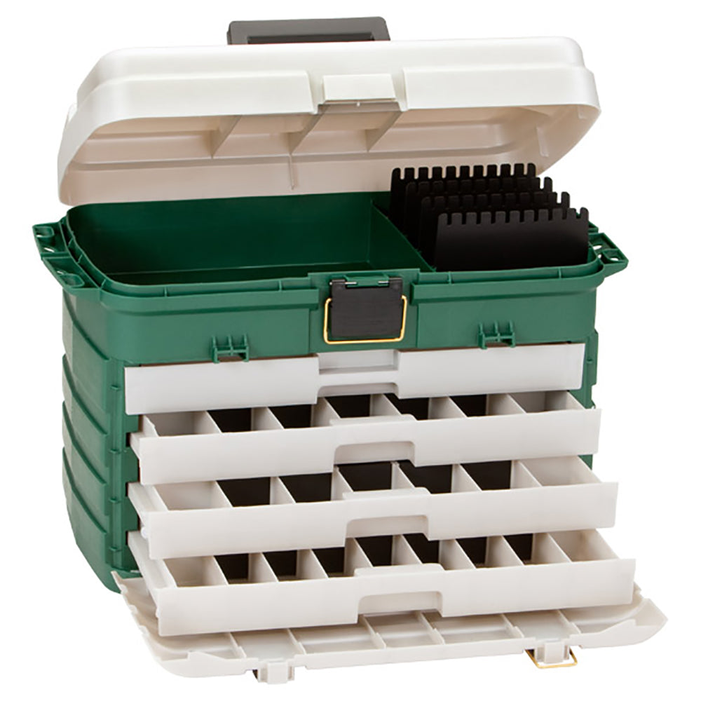 green tackle box MTB Bank Fishing Essentials Mystery have for all avid anglers Plano 3-Tray Tackle Box Green/White
