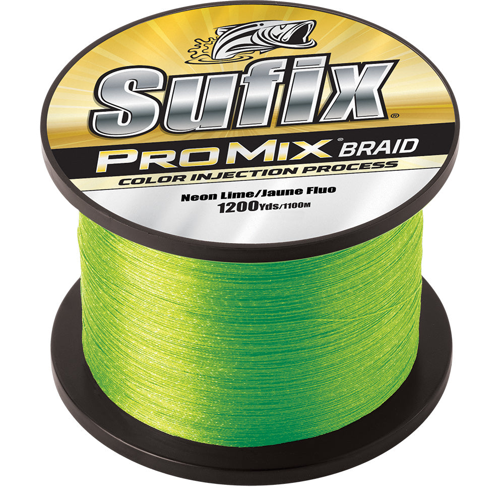 Sufix ProMix Braid 30lb Neon Lime 1200 yds 630330L - Sound Boatworks, yellow  braided fishing line 